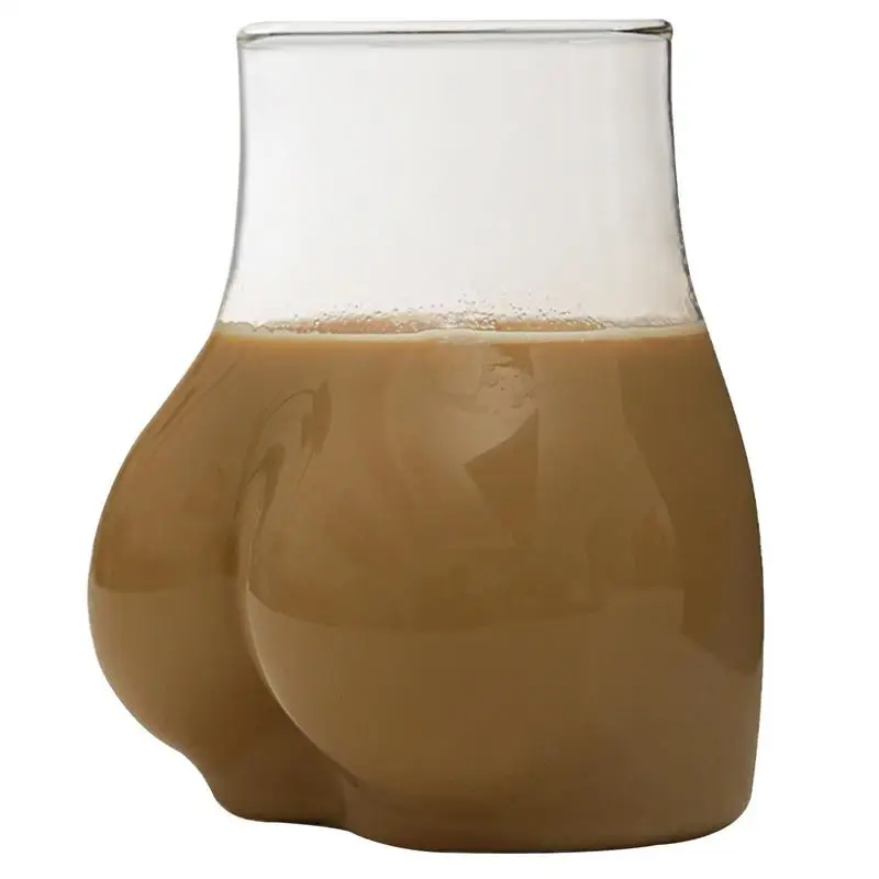 Hrnček v tvare zadku 450 ml číry borosilikátový sklenený kávový hrnček hrnček Hrubá sklenená šálka pre mliečnu vodu