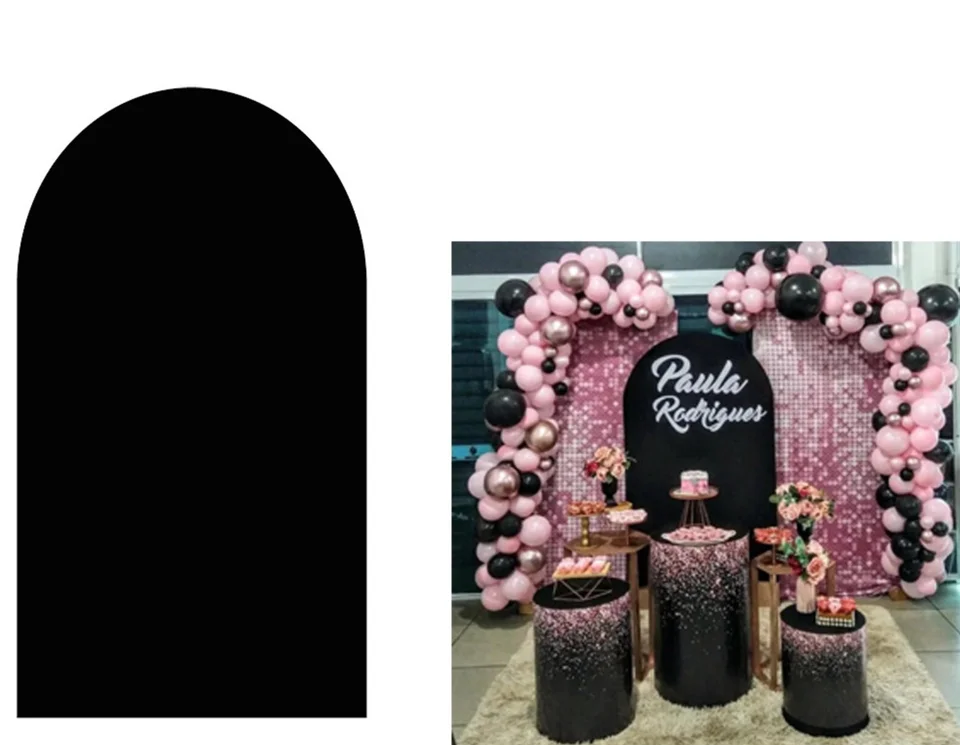 Hrubá masívna čierna čierna kulisa Chiara Arch Cover Cover Narodeninová oslava dekorácie pozadie bábätká Photocallphoto stánok