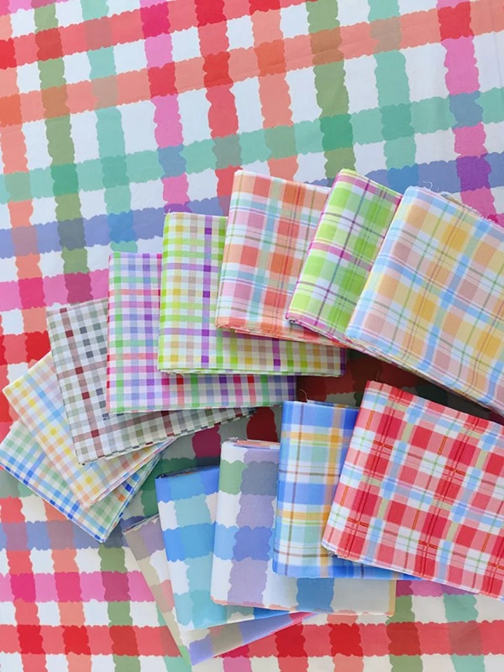 Hrubá pdedkovaná tkanina Cotton Digital Printing Table Stripes na šitie dámskeho detského oblečenia o polovicu meter