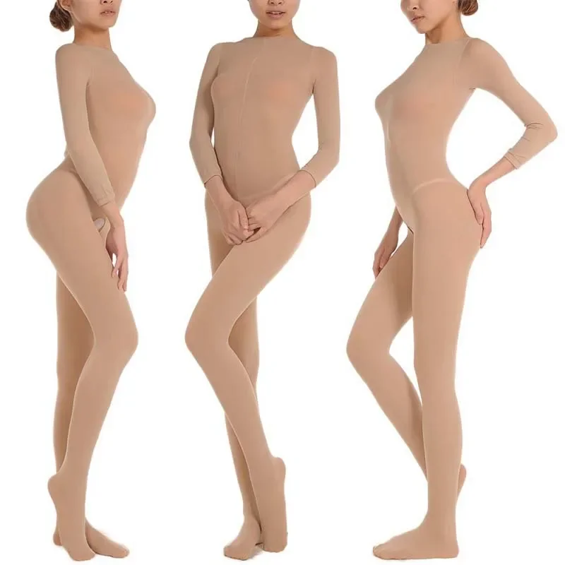 Hrubé zamatové dámske tečúky pančuchy Dance legging kombinézy sexy spodná bielizeň Hot femme hodvábna telesná spodná bielizeň s dlhým rukávom