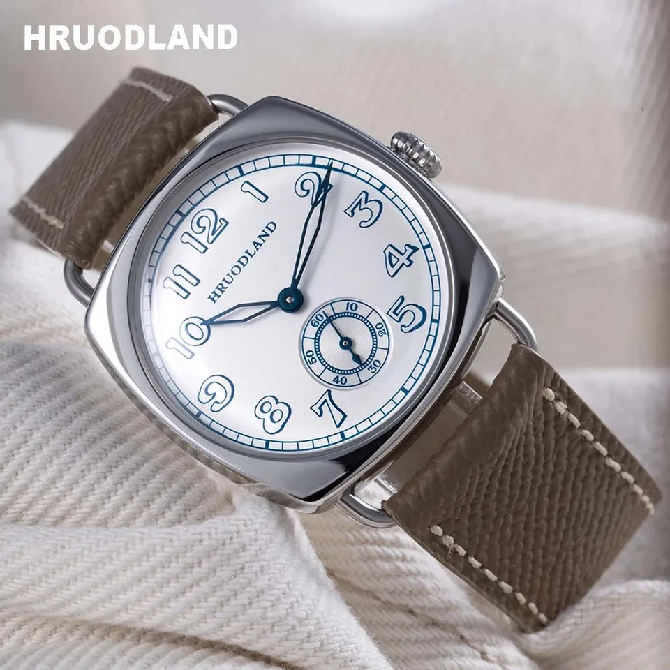 Hruodland 2024 Nový módny luxusný pánsky automatický mechanický hodinky F028 ST1701 z nehrdzavejúcej ocele hnedá koža reloj hombre