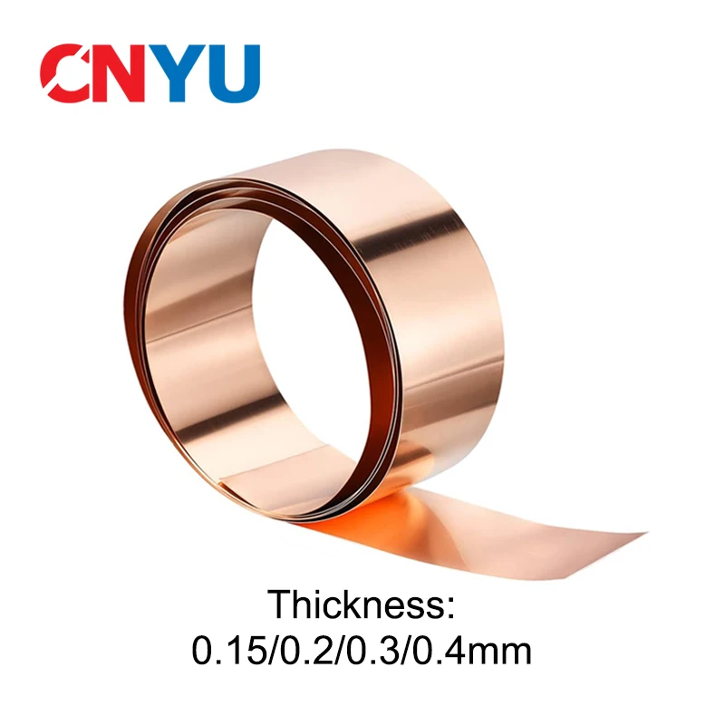 Hrúbka 1 m/2 m 0,15/0,2/0,3/0,4 mm Pure T2 Copper Strip pre dodávateľov 18650/21700 Zváranie lítiovej batérie
