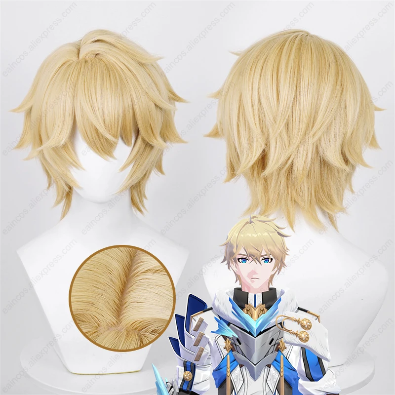 HSR Gepard Cosplay parochňa 30 cm svetlo blondínka Krátka vlasová pokožka hlavy Parochne s tepelne odolnou syntetickou parochňou