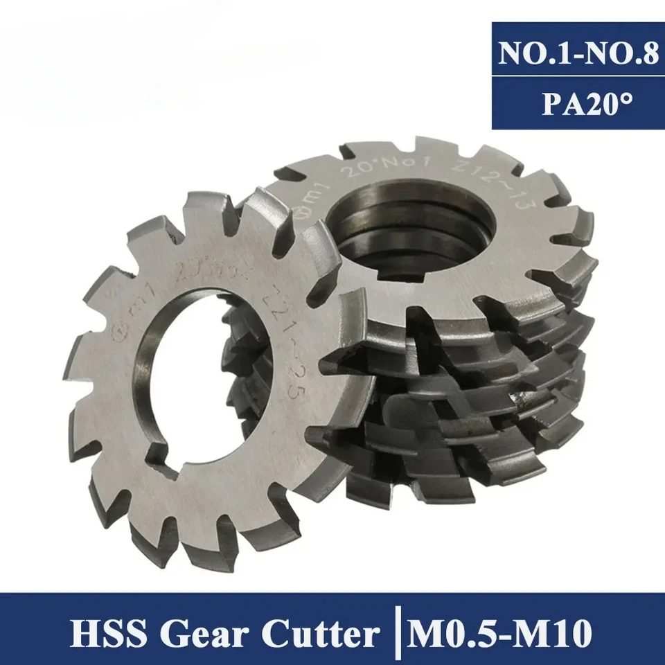 HSS Frhing Frhing Cutter M0,5 M1 M2 M3 M4 M5 M6 PA20 Modulus Disc Disk Spur Gear Fring Cutter Rovné zubné skosenie
