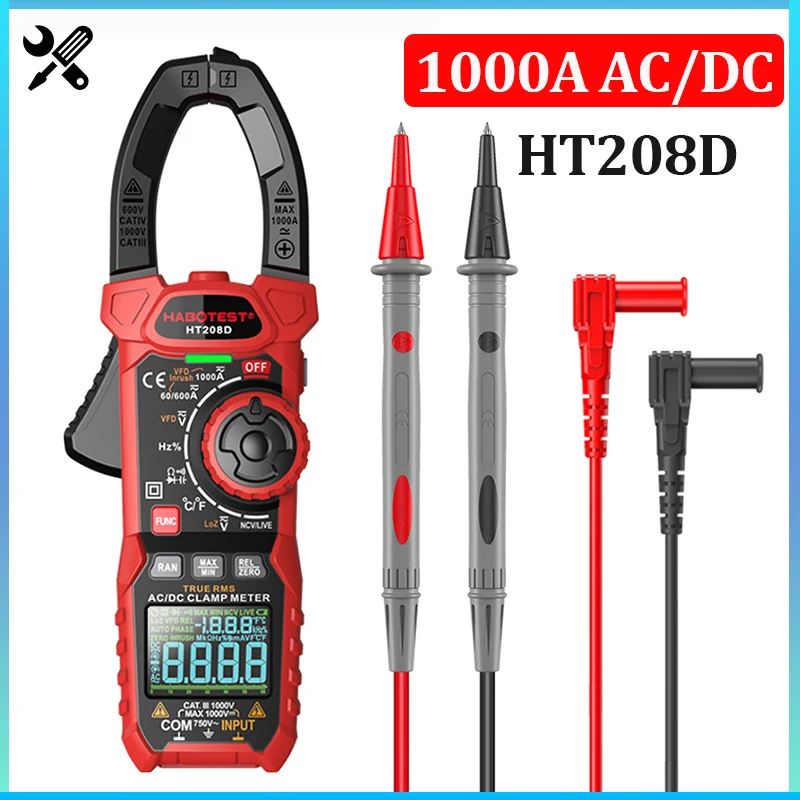 HT208D/HT206D AC DC DIGITÁLNE CLAMP Multimeter Pinza Amperimetrica True RMS High Precision Capacitance NCV OHM HZ Tester