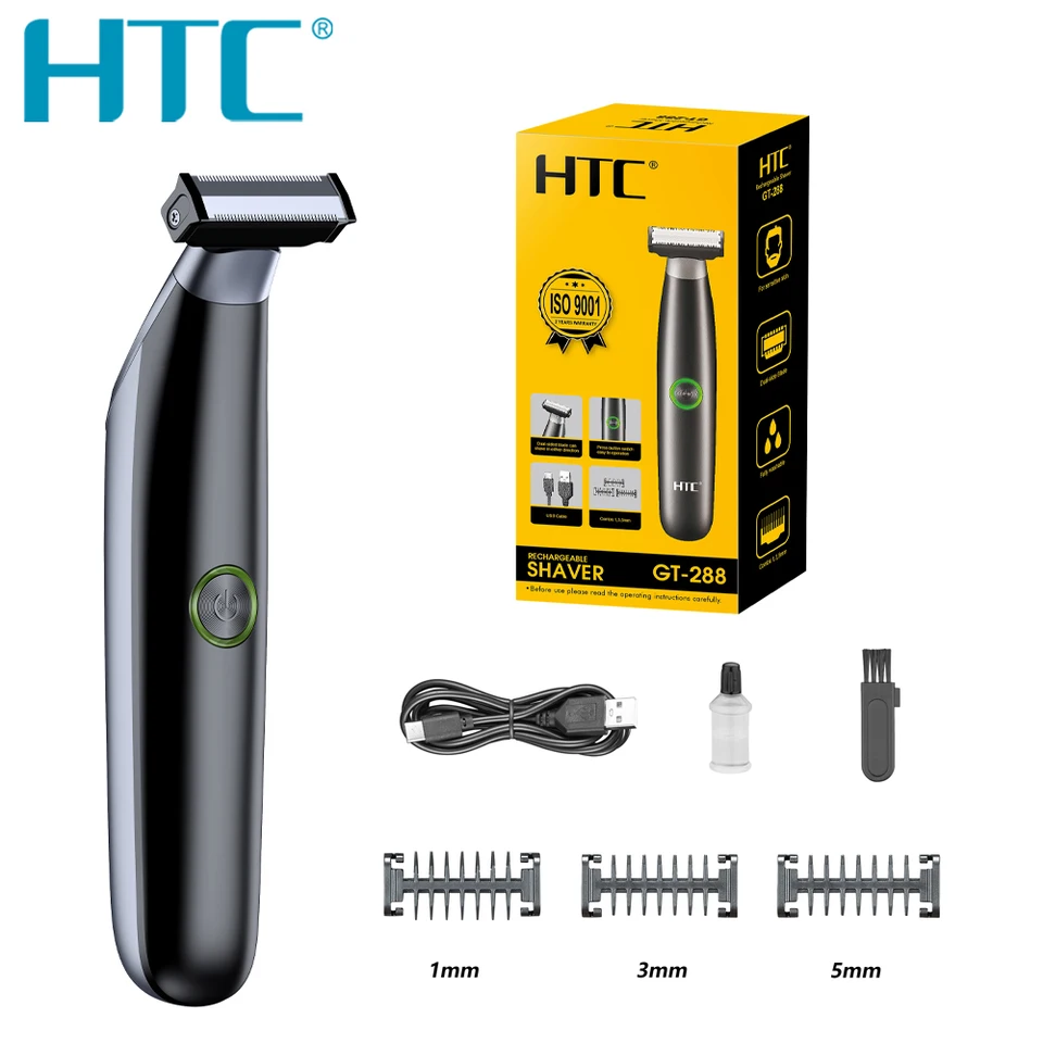 HTC Elektrický holiaci strojček pre mužov Vodotesný elektrický truster holiaci strojček vlhký suchý použite nabíjateľnú batériu