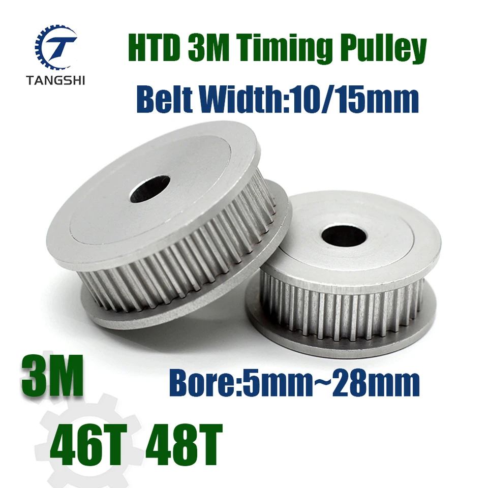 HTD 3M 46 Zuby 48 Časové kladka zubov 5 mm ~ 28 mm pre šírku pásu 10/15/mm htd 3m 46 zubov 48 načasovanie zubov načasovanie kladky