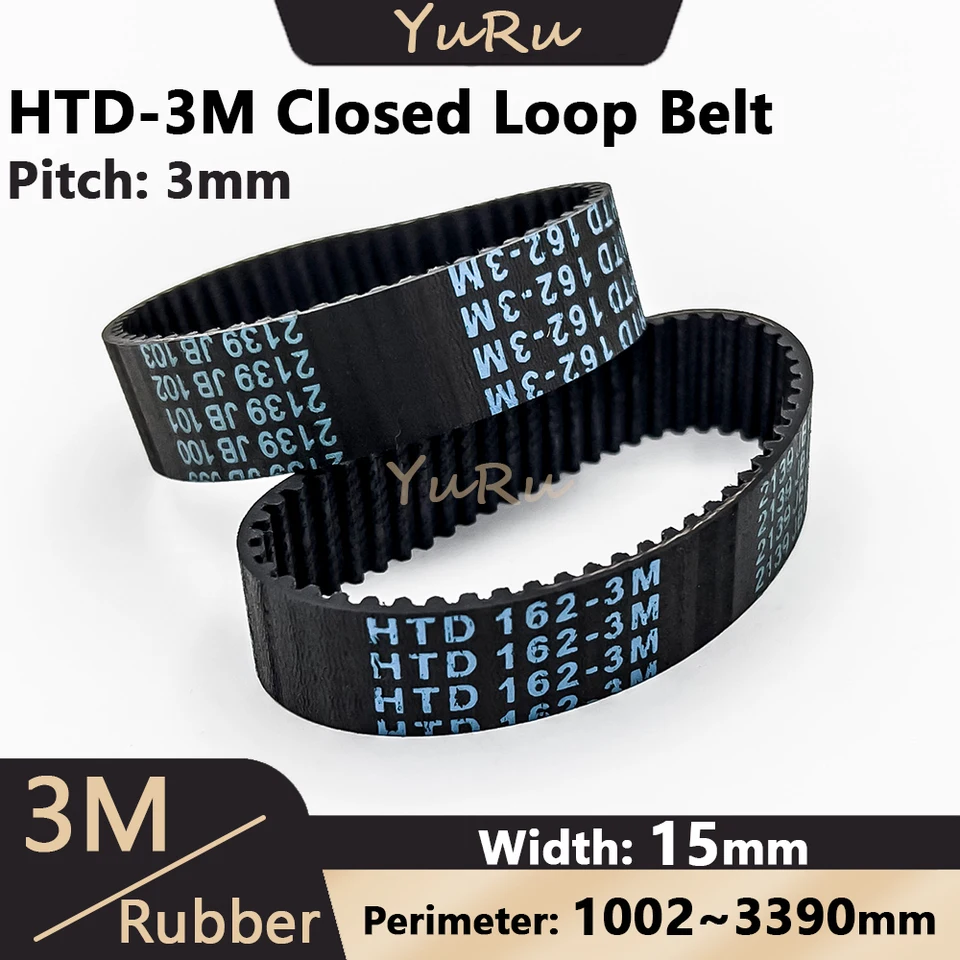 HTD-3M GUMOVÝ ČASOVÝ REM Šírka 15 mm Dĺžka uzavretej slučky 1002 1569 1701 1800 2190 2388 3000 3225 3390 mm HTD3M Synchrónny pás 3m