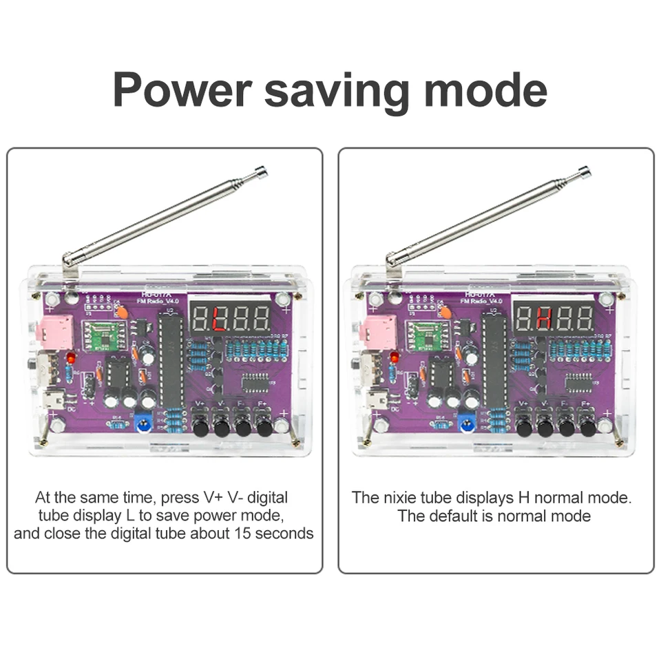 HU-017A RDA5807S Radio KIT FM DIY Elektronické diely Výučba Sada 87-108MHZ dosky pre elektronické príslušenstvo komponentov