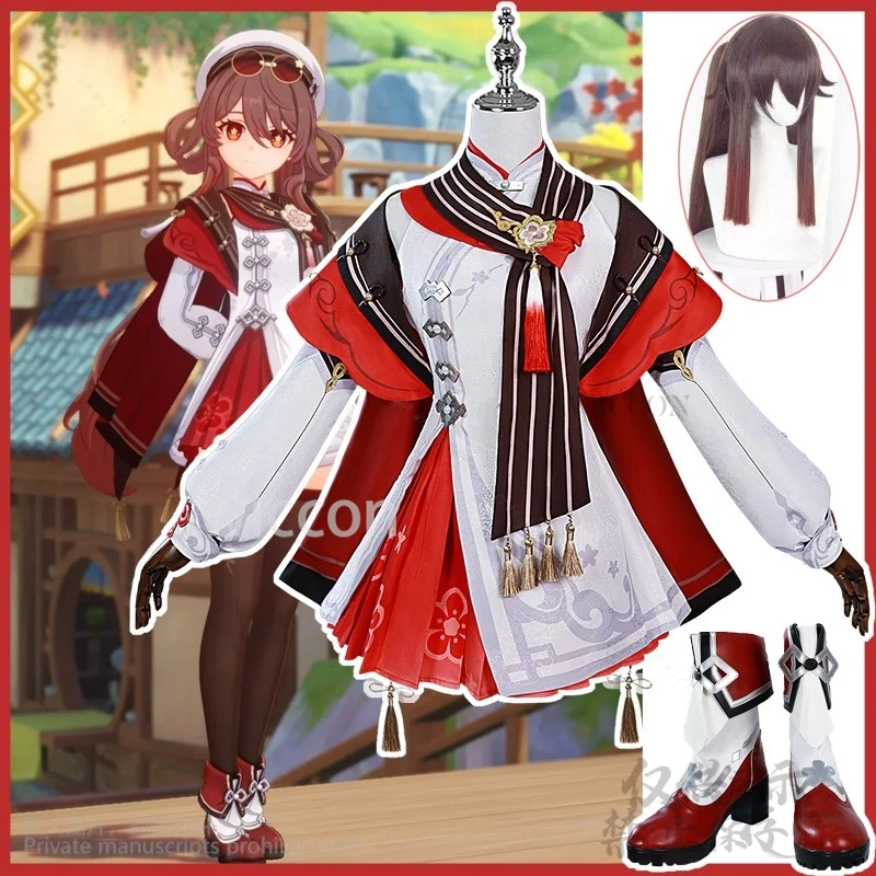 Hu Tao Anime Game Genshin Impact Cosplay kostým Nový rok vianočné oblečenie Uniformné šaty lolita parochňa dievčatá Prispôsobené