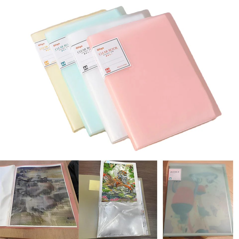 Huacan 30 strán Diamond Painting Cross Stitch Storage Storage Prezentácia kniha Transparentné krytie Photo album Veľká kapacita