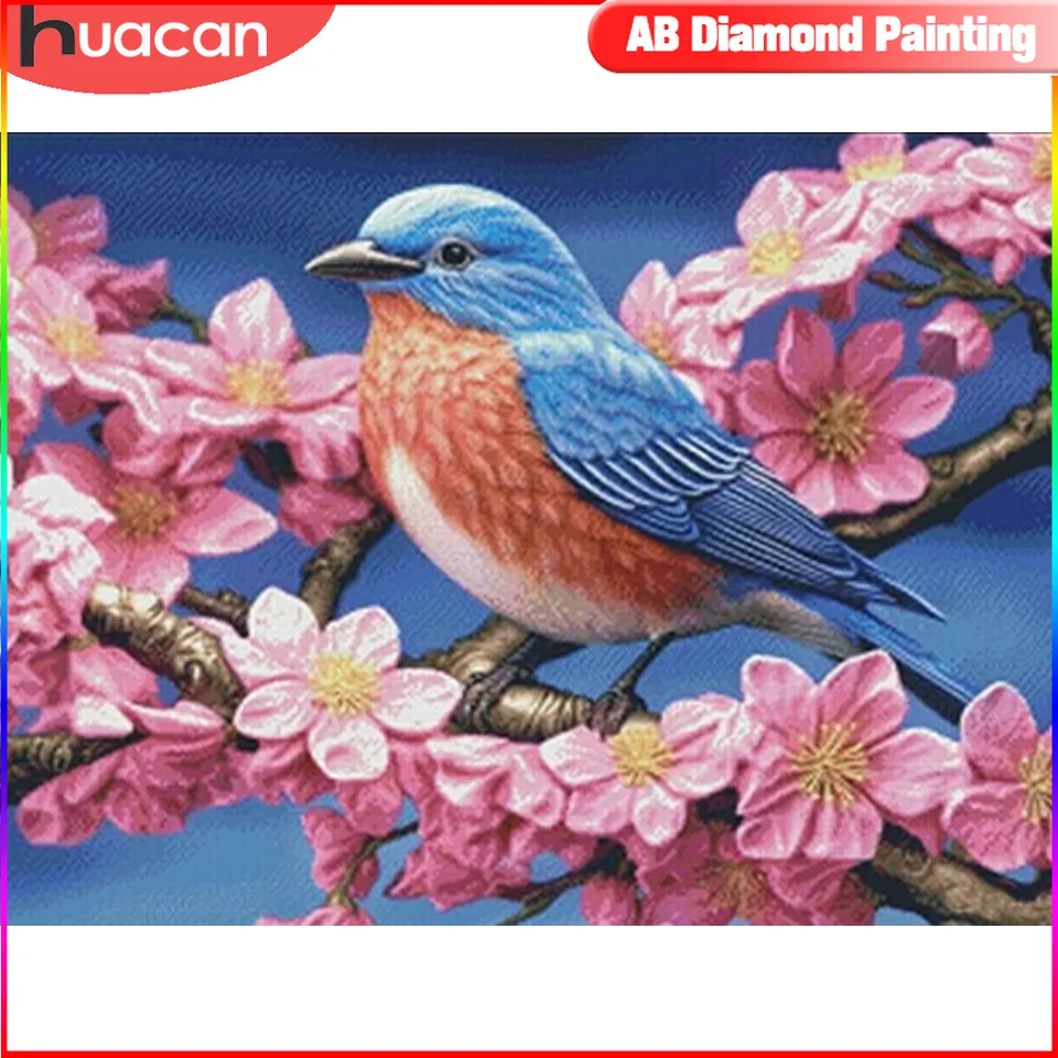 Huacan 5D DIY Diamond Painting Bird Flower Full štvorcový okrúhly diamant mozaik