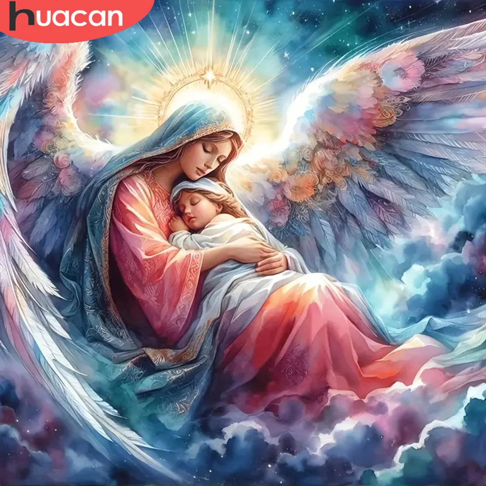 Huacan 5D DIY Diamond Painting Matka Mary Diamond Mosaic Religion Obrázok kamienok domáci výzdoba