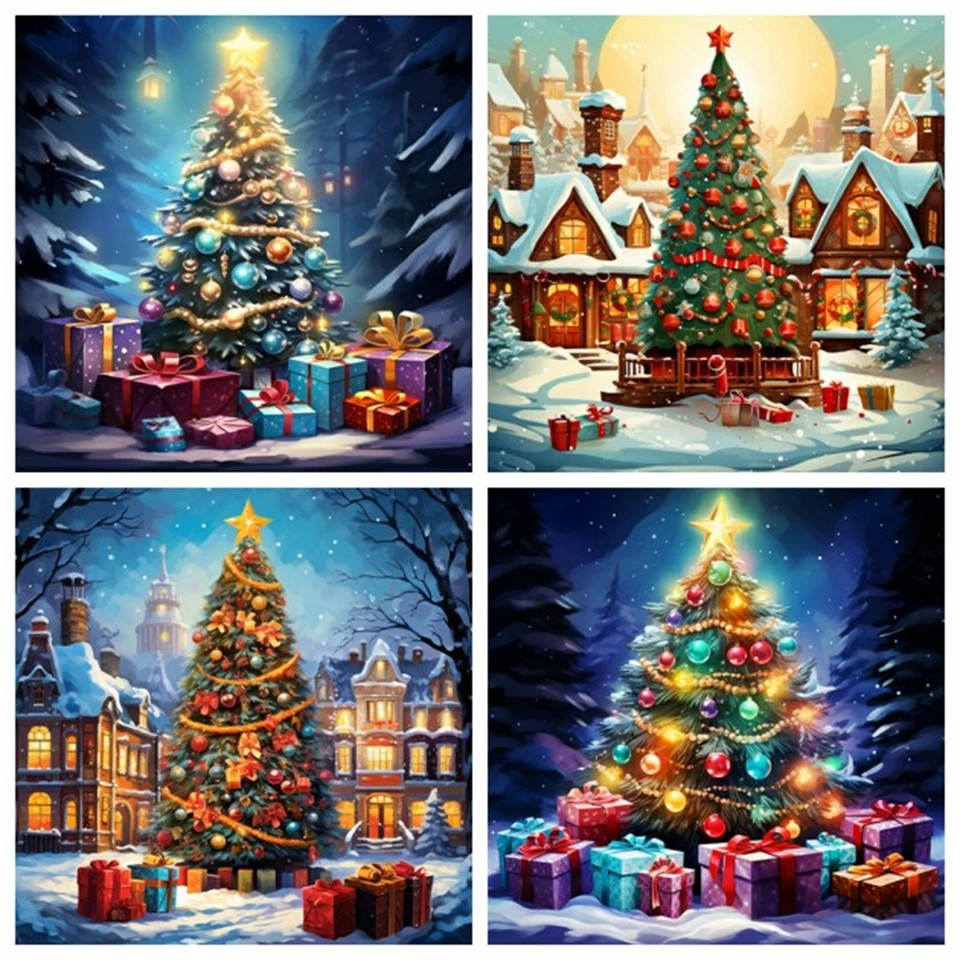 Huacan 5D DIY Diamond Painting vianočné stromčeky Domov Dom
