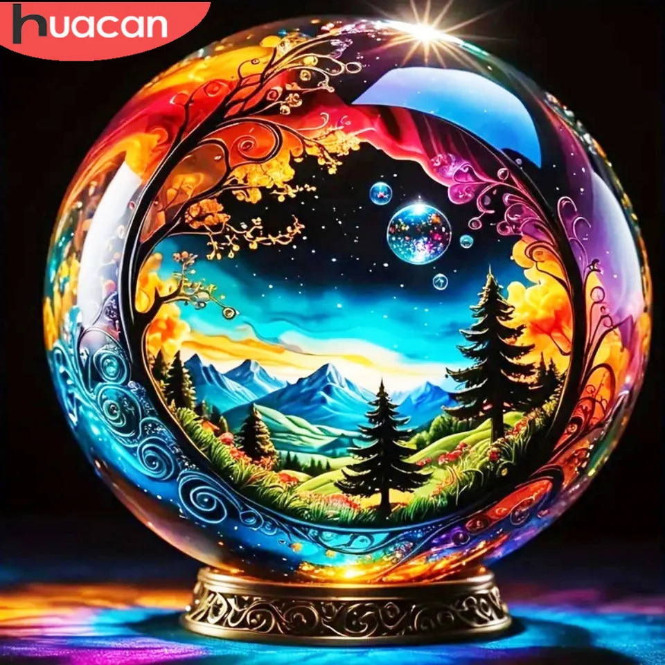 Huacan Crystal Gall Diamond Mosaic Tree Plné štvorcové okrúhle diamantové maľba Krajina výšivka horská spálňa Dekorácia