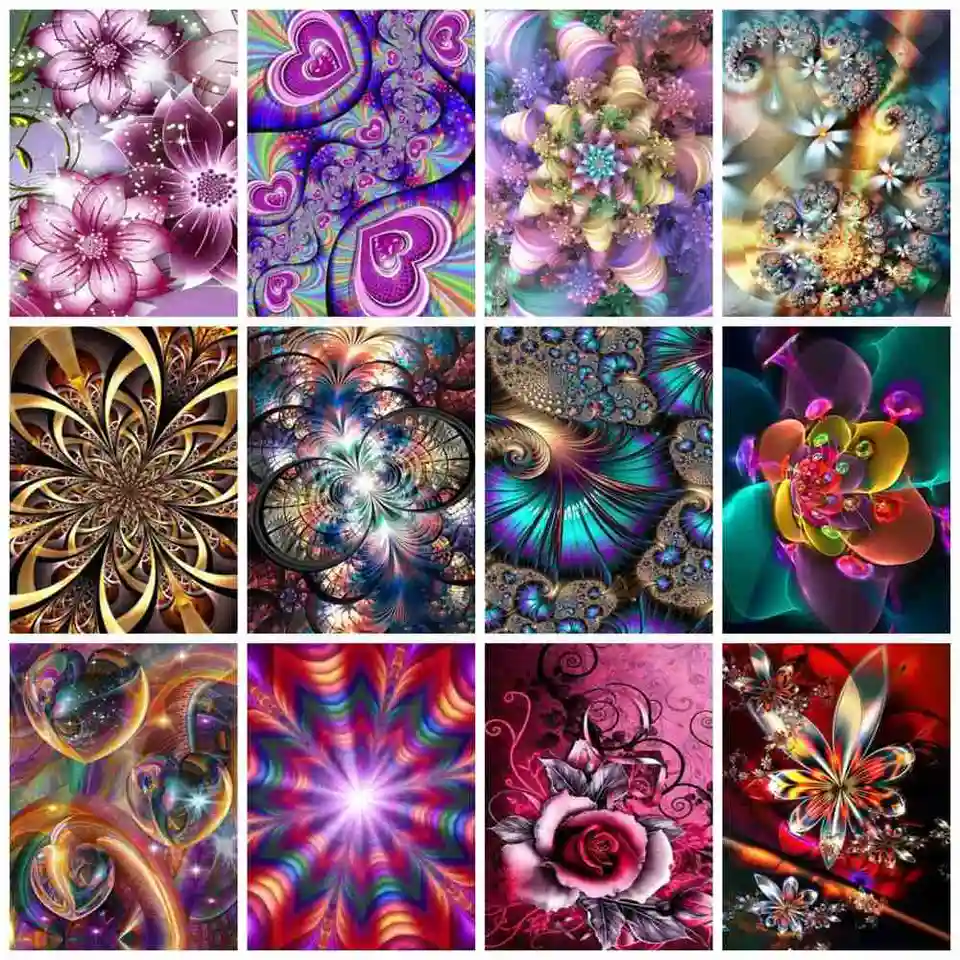 Huacan Diamond Art Painting Mosaic Mandaly Flower 5D DIY Diamond Výšivka Fantasy kvetinové nálepky na stenu
