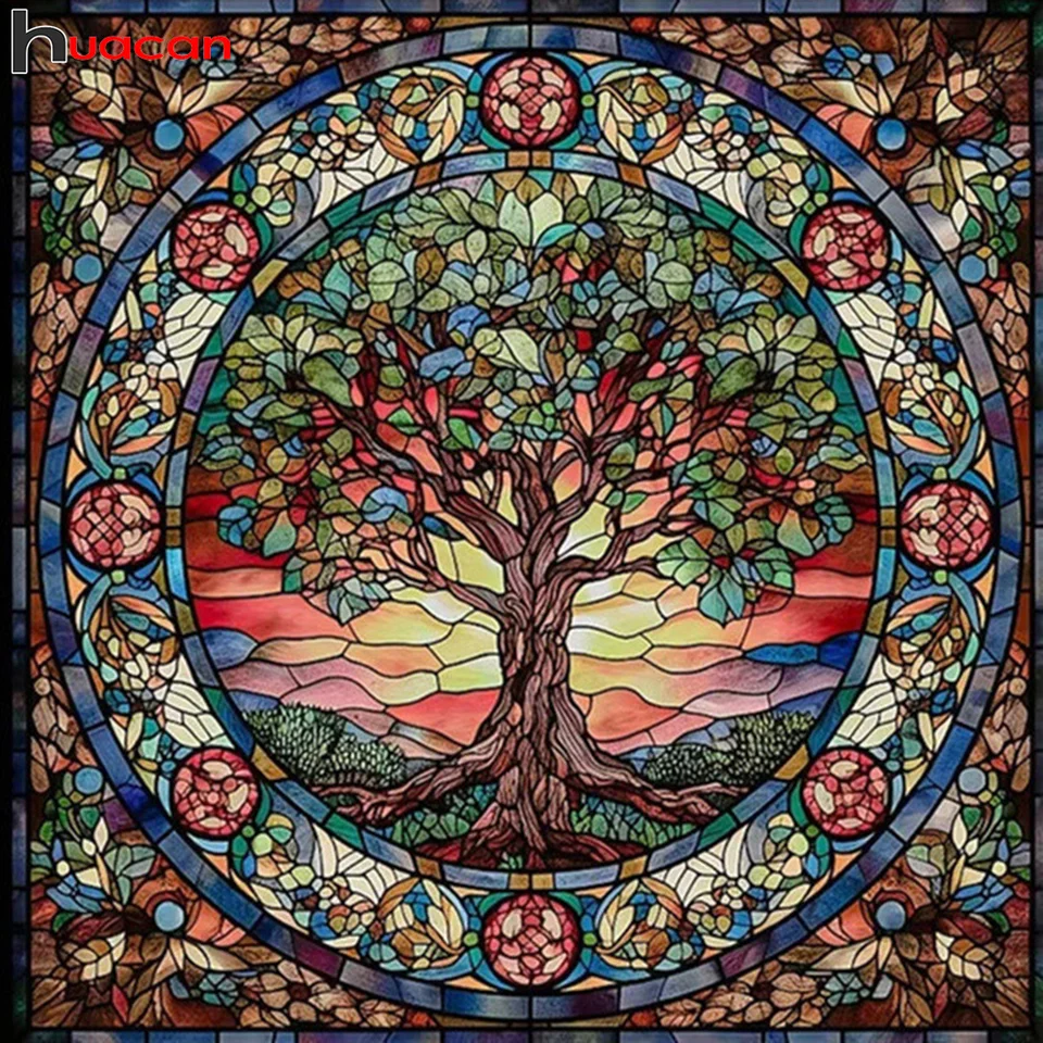 Huacan New Arrivals Diamond Mosaic Landscape Full Diamond výšivok Tree Art Home Decor Darge Cross Stitch Kit