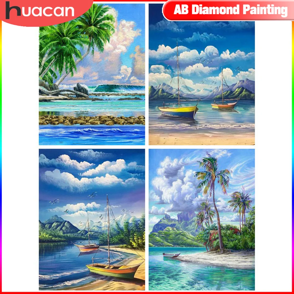 Huacanská krajina Diamond Painting Sea Beach Obrázok kamienok Mozaik dekoratívne maľby Nové prílety
