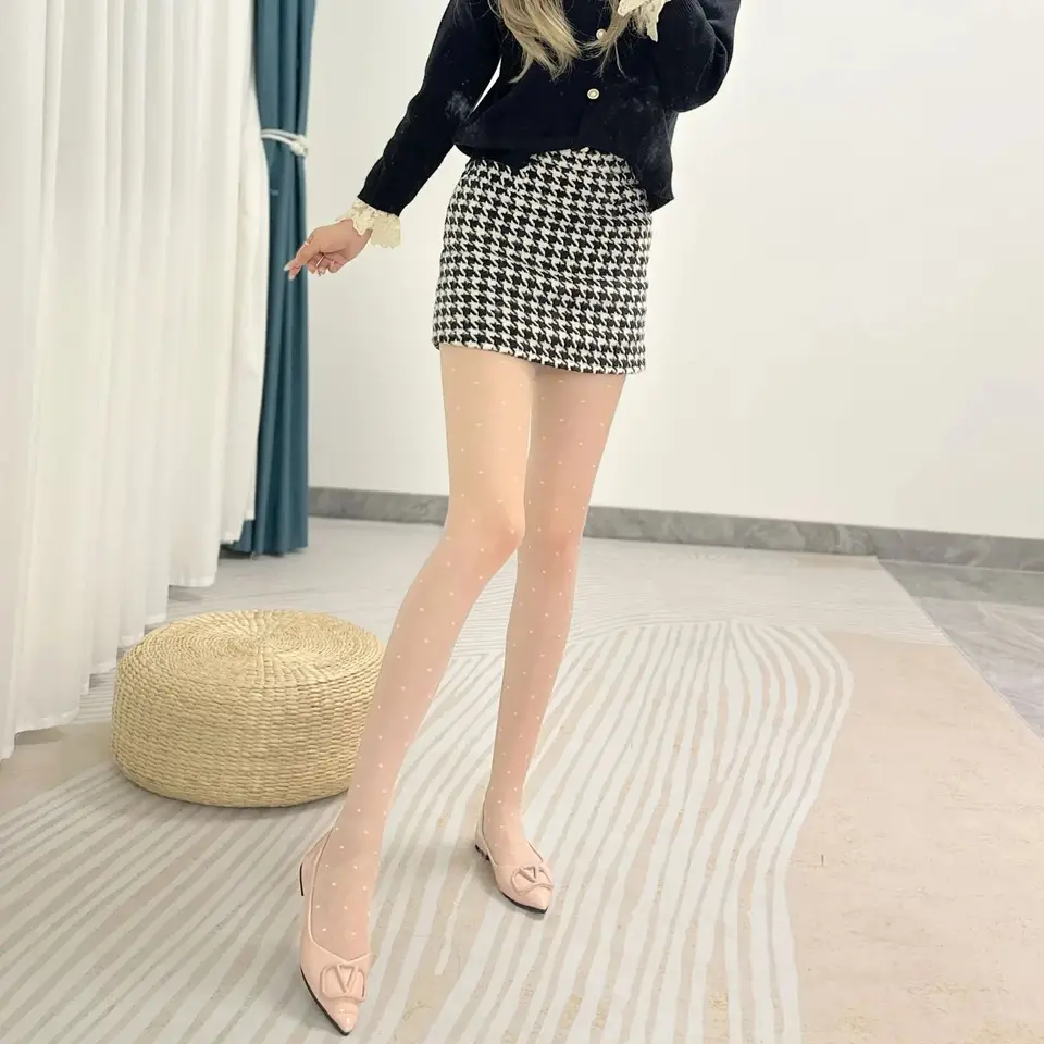 [Huamuyan] 5D lesklé ruže Rosesakura Lovely Dot T-Bande Open Crotch žiariaci pančuchový srdce Jacquard Sexy ženy Solid
