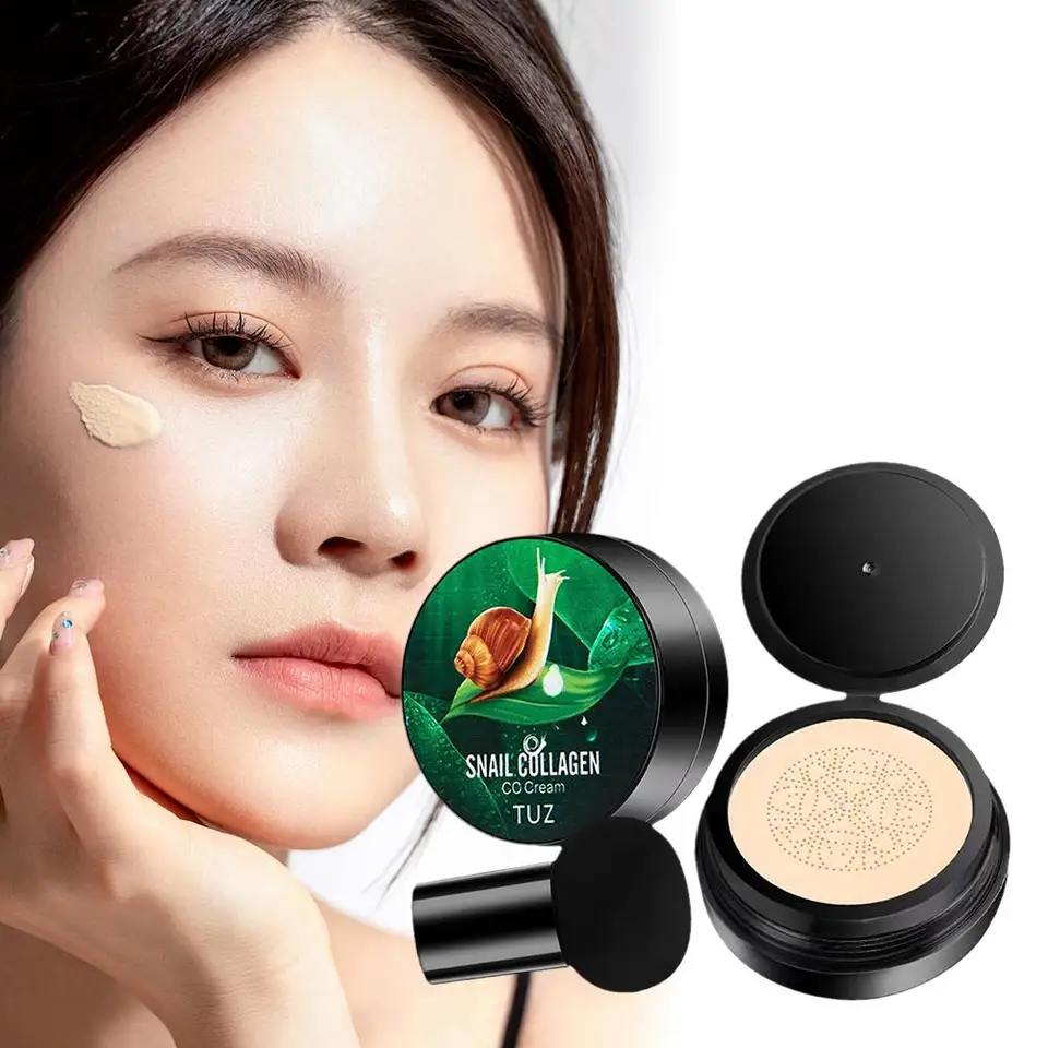 Huba hlava CC CC Cream Snail Collagen Air vankúš a výživná základňa korektora Kozmetická krása zvlhčujúci make -up A0U5