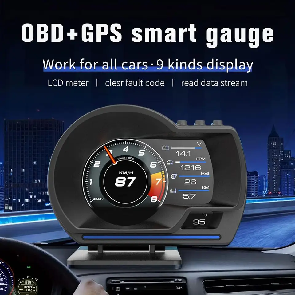 HUD A501 OBD2 Hlava nahor Displej nahor SMART CAR A AURBO TURBO ALUMTO RPM UP bezpečnostný meter kilometer kilometer Zobraziť teplotu DI Y3Q8