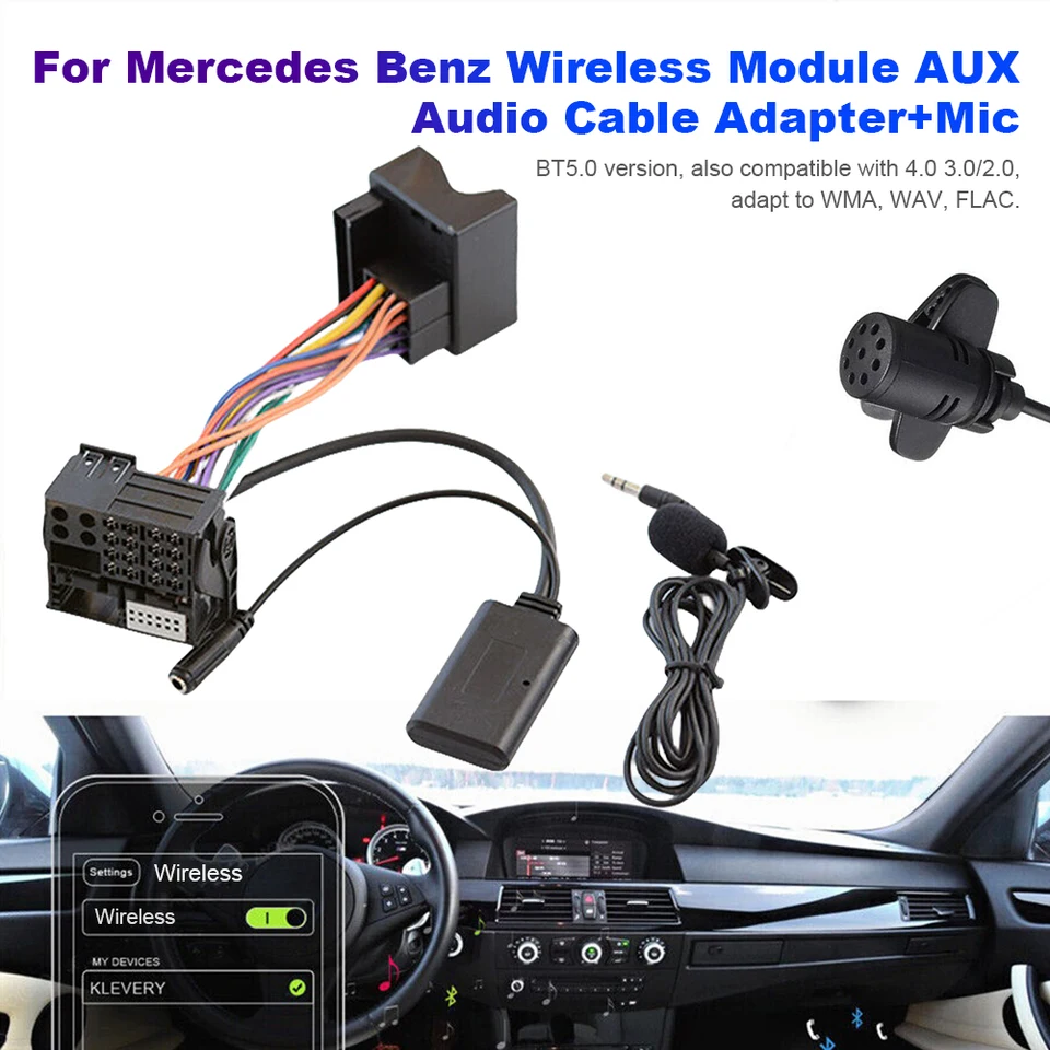 Hudobný adaptér Audio MP3 s mikrofónnou automobilom Stereo Bluetooth kompatibilné súpravy Audio 20 30 50 APS pre Mercedes-Benz W169 W245 W203