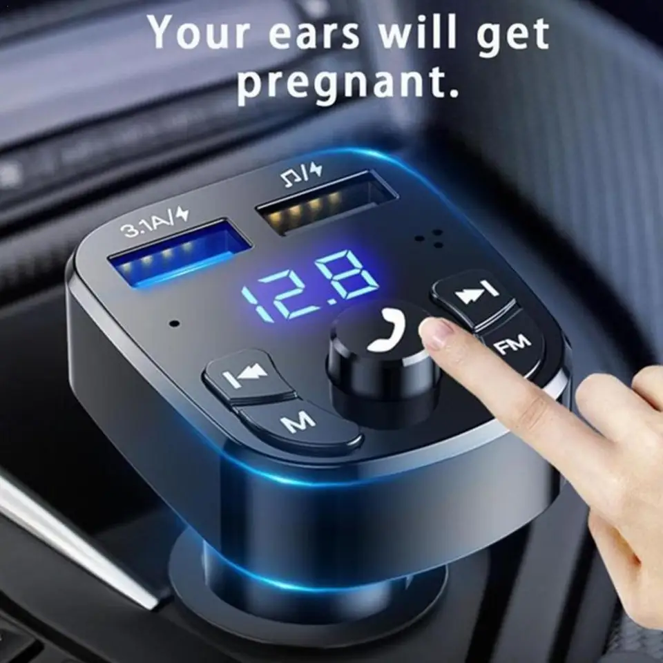 Hudobný adaptér automobilu Bluetooth FM Pánový prijímač Handfree Dual USB Car Fast Charger 3.1a USB Player Auto Príslušenstvo