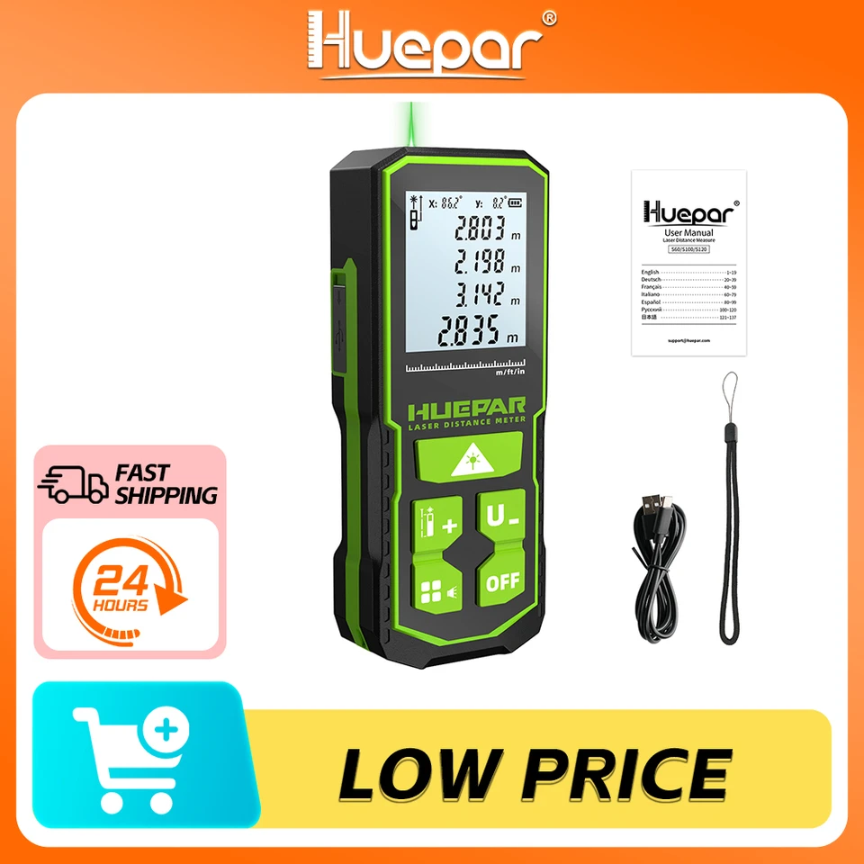 Huepar Laser Diser Diser Digifinder Digitálna páska Measu