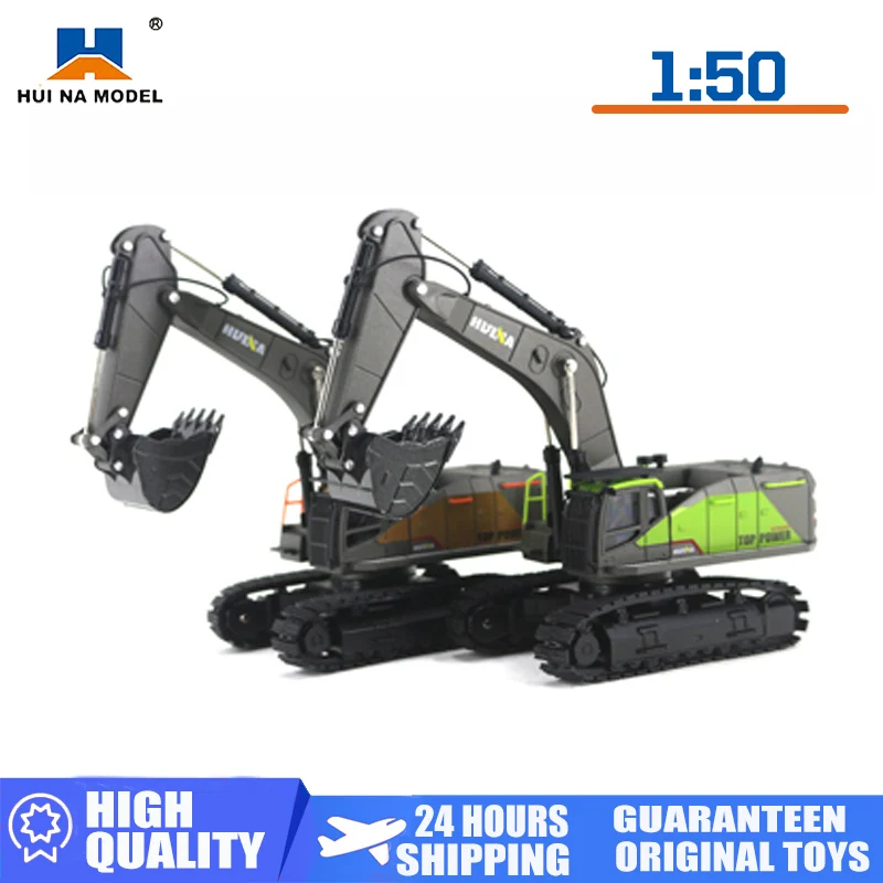 Huina 1:50 Zliatina Excavator Deti Toy Boys Simulation Fall-rezistentná zliatina Crawler Engineering Ručné háčiky Model
