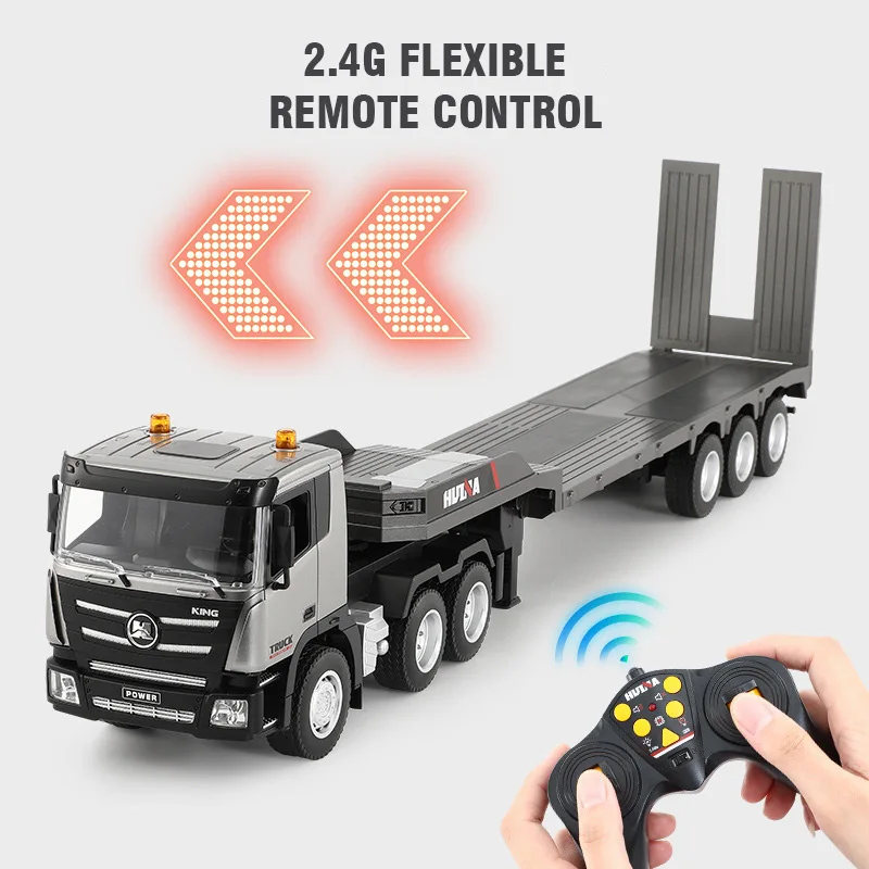 Huina RC Plochý nákladný model Model 9ch 1:24 Zliatinový inžinier Vozidlo 2.4G Diaľkové ovládacie vozidlo Rádio ovládané hračky pre darčeky chlapcov
