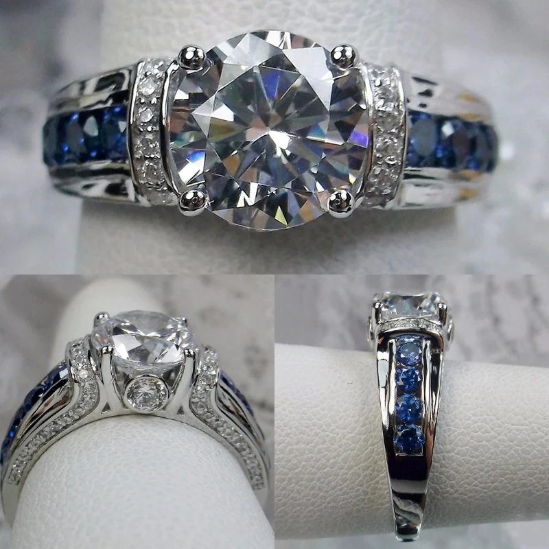 Huitan Noble Dámske prstene pre svadobnú brilantnú bielu/modrú farbu Novo navrhnuté ženské prstene výročie Vyhlásenie Party Jewelry
