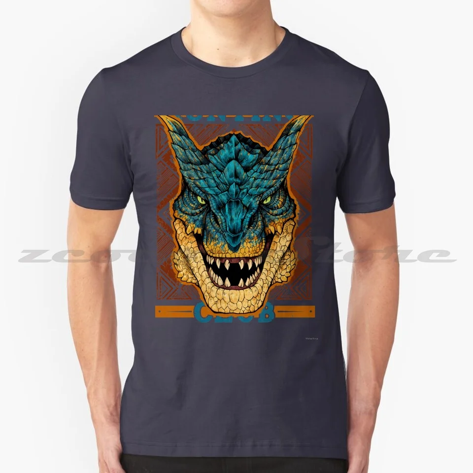 Huncing Club: Tigrex New World Tričko 100% bavlna Pohodlné vysoko kvalitné poľovné klub Tigrex Monster Hunter Wyvern Gaming