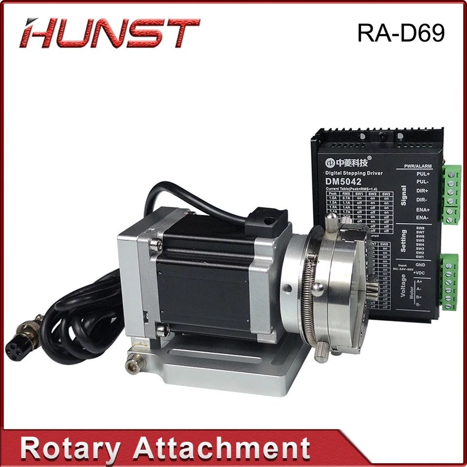 Hunst D69 CNC Router laserový znak stroj rotačný os Chuck pre prsteň náramok