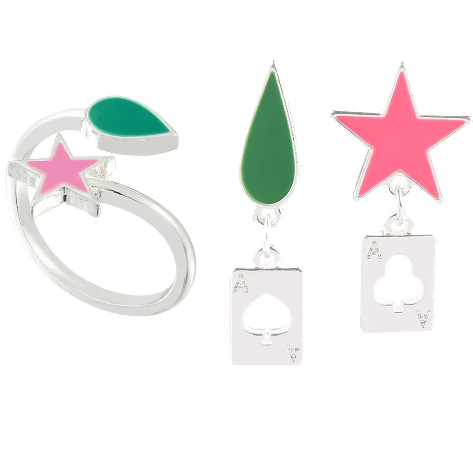 Hunter × Hunter Hisoka pentagram klasický anime prsteň slzy pentagram vrstvený otvorený prsteň resizovateľný prsteň Cosplay šperky