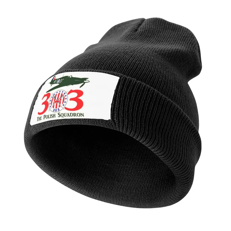 Hurikán č. 303 Fighter Squadron RAF - angličtina označená - Čistý štýl pletená čiapka Bobble Hat Dámska plážová výtok 2025 Pánsky