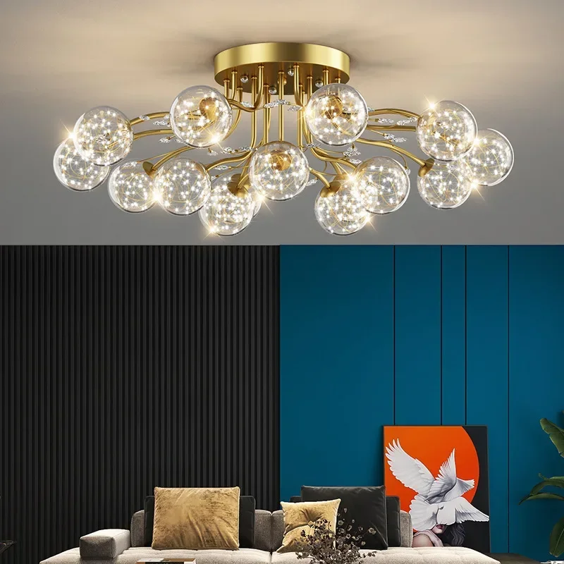 Hviezdne LED sklenené guľôčky stropné lustre spálne obývacia izba závesná lampa dekorácia domáci kreatívna hviezda moderný dekor