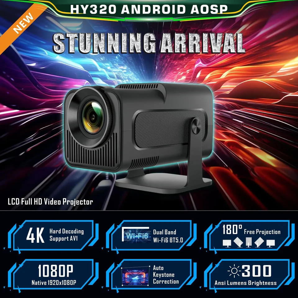 HY320 Android Projector 4K HD inteligentné domáce divadlo prenosný darček pre sviatky