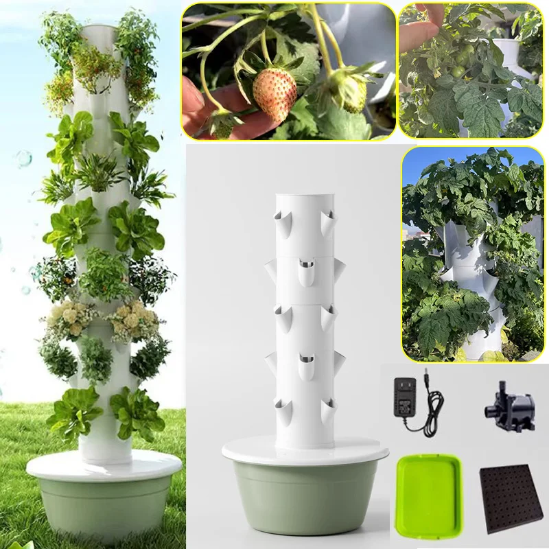 Hydroponická veža Domov Vertikálne soilless Culture Equipment Intelligent načasovaný vegúnový výsadbový stroj Balkón Rastliny rastúce potrubie