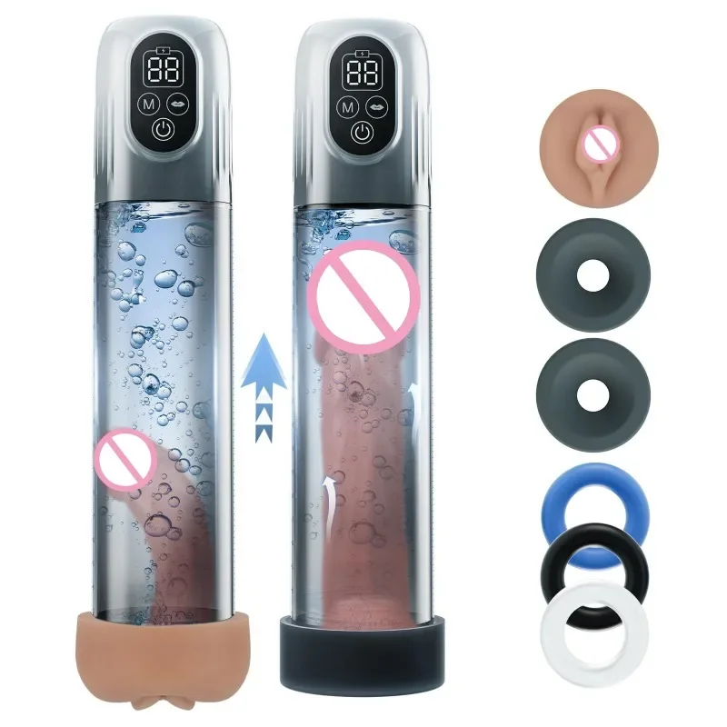 Hydroterapia Penis Pump Elektrický penis zväčšenie erekcie Zariadenie Penis čerpadlo Mužský výcvik lietadlá pohár Sex Sex Digital Display