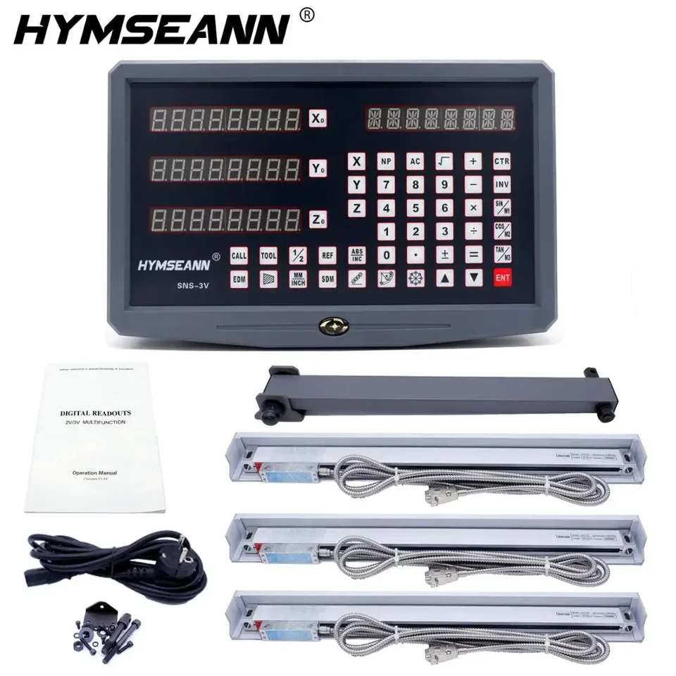 Hymseann SNS-3V Kompletná sada 3 osi frézovanie/ sústruh/ vŕtací stroj DRO Digital READOUT s 3 ks lineárnymi stupnicami