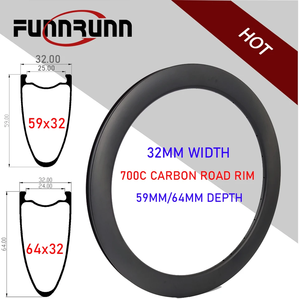 Háčik bezdušové 700c cestné bicykli uhlíkový okraj 32 mm široký 59/64 mm hlboký 24/25 mm vnútorný disk brzdový bicykel kolesá UD 3k 12k matný lesklý lesklý