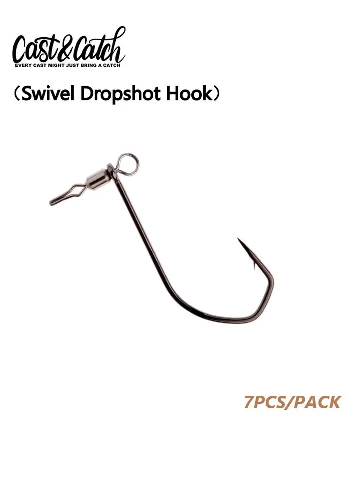 Háčiky Cast & Catch Swivel Dropshot 1# 7pcs Bass Hook Soft Soft Bit Hook Hook pre rybie háčik pre výstražnú súpravu dole