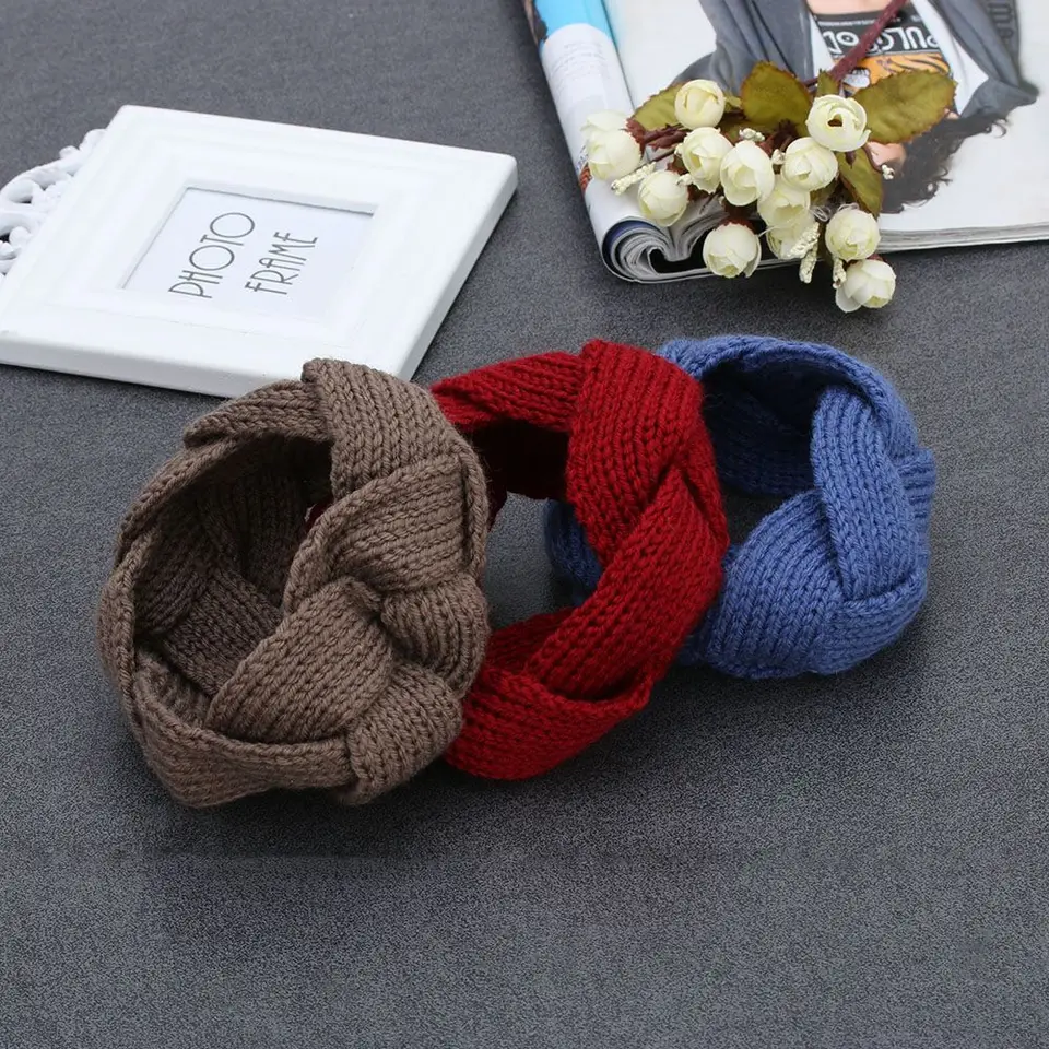 Háčkovanie Twist Pleted Headwrap Winter Warper Hair Band pre ženy doplnky nové