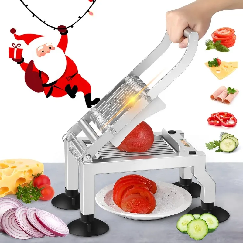 I Commercial Tomato Slicer 0,4 ”/10 mm Cutter Heroty Castle Ocel Nástroj so 4 prísavkami pre reštauráciu domáce použitie