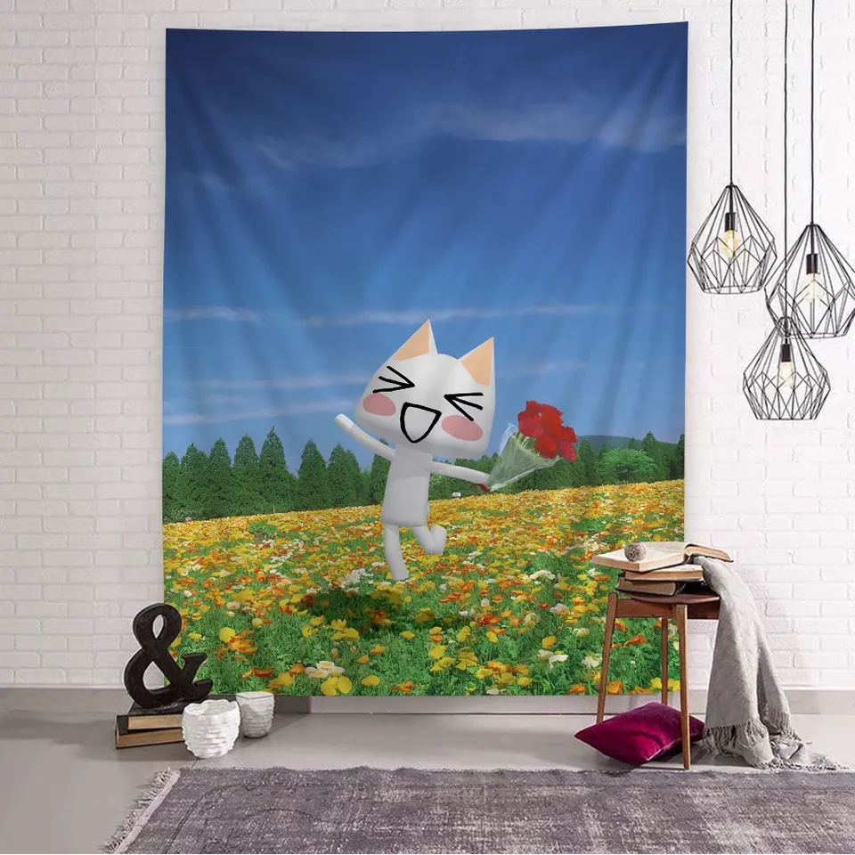 I-inoue toro mačka hippie stena zavesenie tapisérií umenia sci-fi miestnosť Domáca dekor kawaii izba dekor