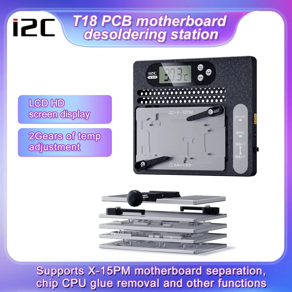 I2C T18 PCB predhrievacej stanice Thermostat Platform Platp Platp Platp pre iPhone X-16Promax Layered IC Chip Desoldering Adventing