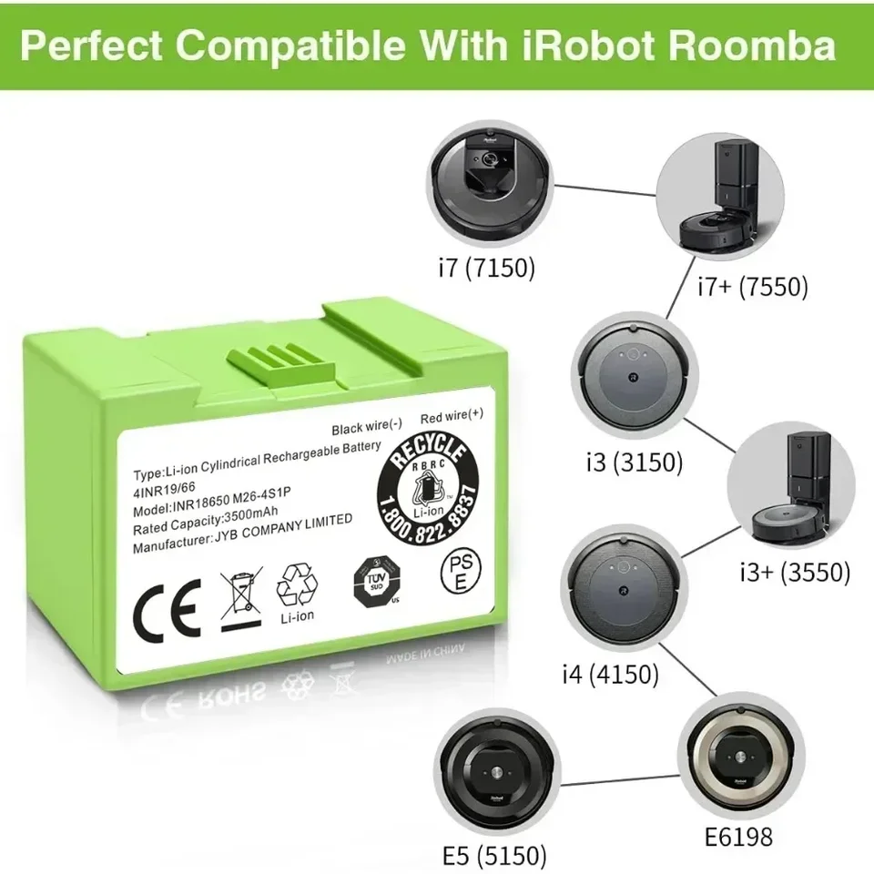 I7 14,4V 5000 mAh i7 Výmena batérie za Irobot Roomba E a I Series i7+ E5 7150 7550 I3 3150 I3+ 3550 I4 4150 I4+ 4624864