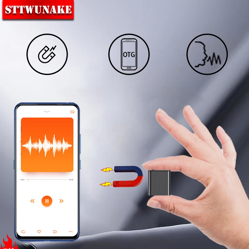 Iba 0,25 cm Mini Voice aktivovaný rekordér vstavaný magnet malý digitálny zvukový záznam zvukového zariadenia Micro Dictaphone Sttwunake