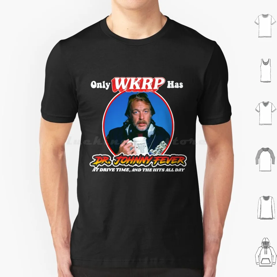 Iba WKRP v Cincinnati Ha Dr. Johnny Fever T tričko Men ženy deti 6xl WKRP 70S 80S 80S Cincinnati DISC Jockey DJ DR Johnny Fever