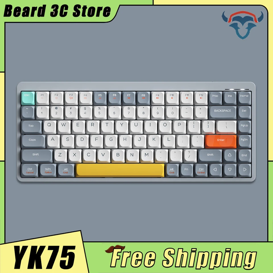 Iblancod yk75 Mechanická klávesnica trojsek trojmoch monochroma